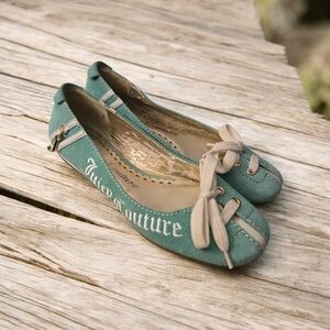 Y2K Juicy Couture Women's Green Ballet Flats